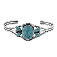 Santa Fe Style Kingman Turquoise Bracelet in Sterling Silver (6.50 In) 14.50 ctw