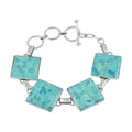 Santa Fe Style Kingman Turquoise Bracelet in Sterling Silver (7.0-8.0In) 30.00 ctw - Sticky add to cart bar