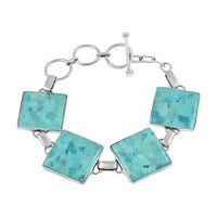 Santa Fe Style Kingman Turquoise Bracelet in Sterling Silver (7.0-8.0In) 30.00 ctw