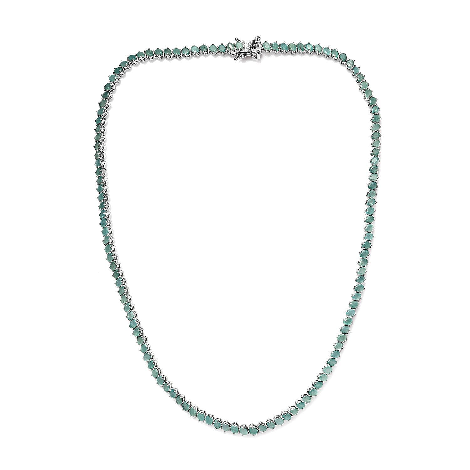 Grandidierite Tennis Necklace 18 Inches in Platinum Over Sterling Silver 22.25 ctw