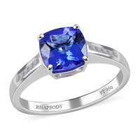 Certified and Appraised Rhapsody 950 Platinum AAAA Tanzanite and E-F VS Diamond Ring 5.15 Grams 2.30 ctw (Del. in 7-10 Days)