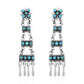 Santa Fe Style Kingman Turquoise Earrings in Sterling Silver 4.00 ctw - Sticky add to cart bar