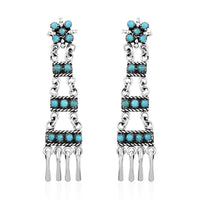 Santa Fe Style Kingman Turquoise Earrings in Sterling Silver 4.00 ctw