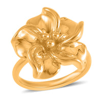 24K Yellow Gold Electroform Floral Ring (Size 10.0) 2.20 Grams