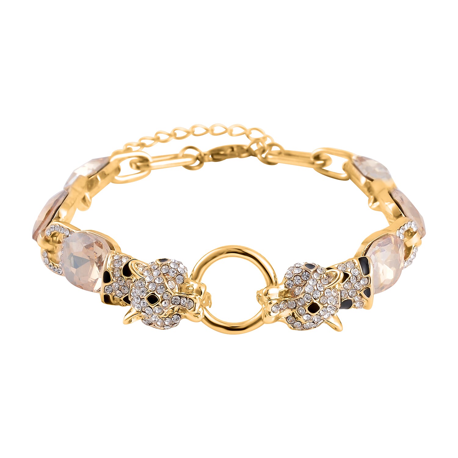 Champagne Glass and Austrian Crystal Bracelet (8-10In) in Goldtone