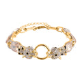 Champagne Glass and Austrian Crystal Bracelet (8-10In) in Goldtone - Sticky add to cart bar