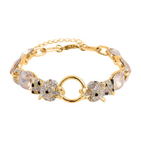 Champagne Glass and Austrian Crystal Bracelet (8-10In) in Goldtone