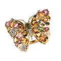 GP Trionfo Collection Premium Multi-Tourmaline and White Zircon Butterfly Ring in Vermeil Yellow Gold Over Sterling Silver 4.90 ctw - Sticky add to cart bar