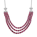 Niassa Ruby (FF) Multi Strand Necklace 18 Inches in Platinum Over Sterling Silver 46.00 ctw - Sticky add to cart bar