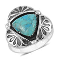 Santa Fe Style Kingman Turquoise Solitaire Ring in Sterling Silver 3.50 ctw - Sticky add to cart bar
