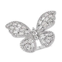 GP Italian Garden Collection Moissanite Butterfly Ring in Platinum Over Sterling Silver 3.10 ctw
