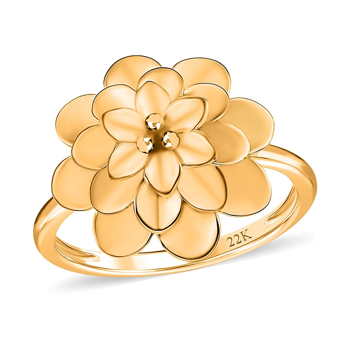 22K Yellow Gold Floral Ring (Size 7.0) 5.40 Grams