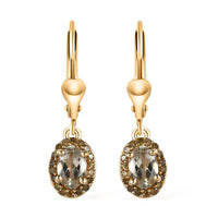 AAA Turkizite and Yellow Diamond Lever Back Earrings in Vermeil Yellow Gold Over Sterling Silver 1.30 ctw