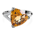 Brazilian Citrine and White Zircon 5.85 ctw Ring in Platinum Over Sterling Silver (Size 9.0) - Sticky add to cart bar