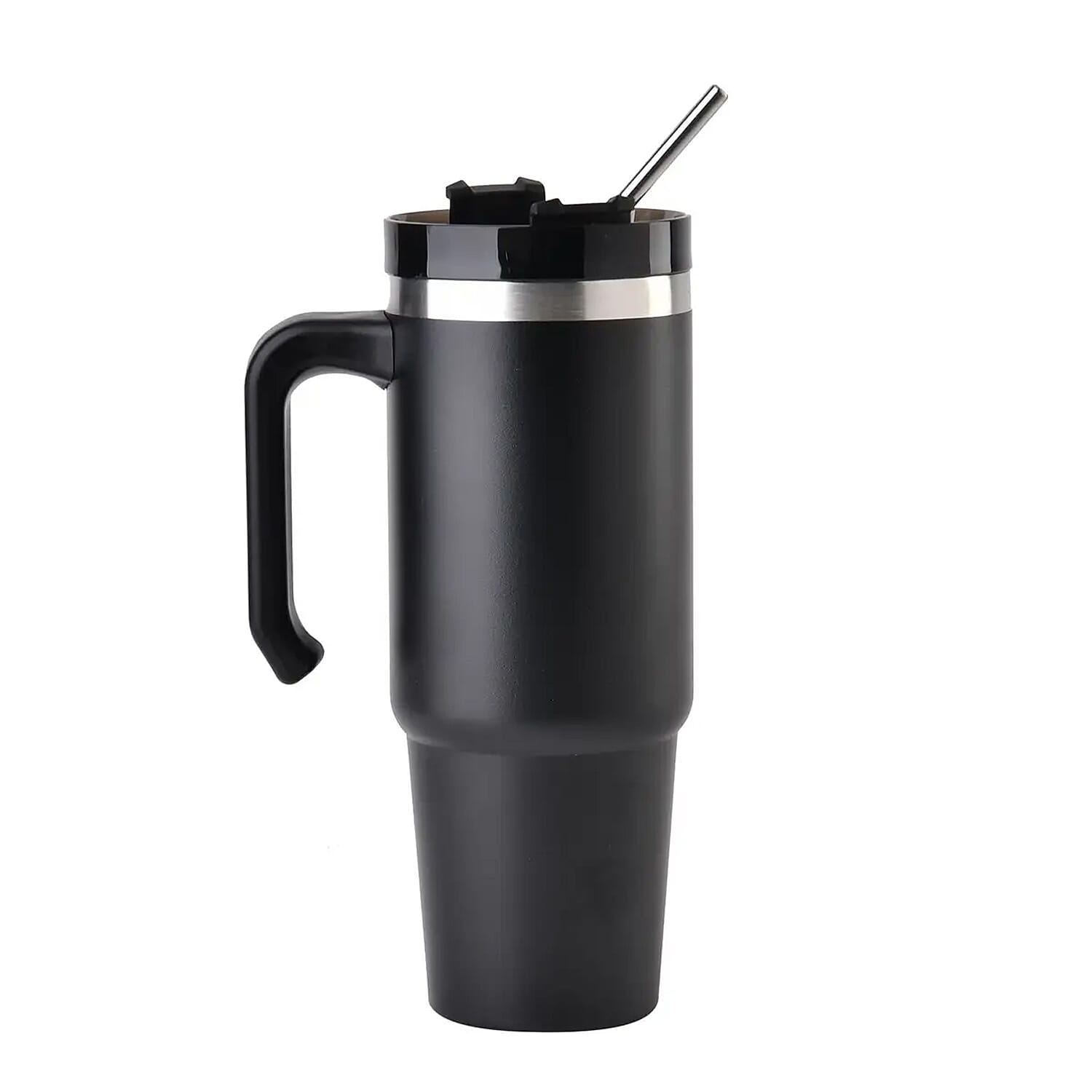 30oz Stainless Steel Cup with Straw - Black