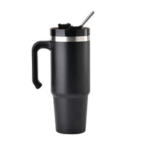 30oz Stainless Steel Cup with Straw - Black