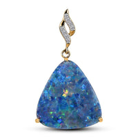 Luxoro 14K Yellow Gold AAA Boulder Opal Doublet and Diamond Pendant 10.00 ctw