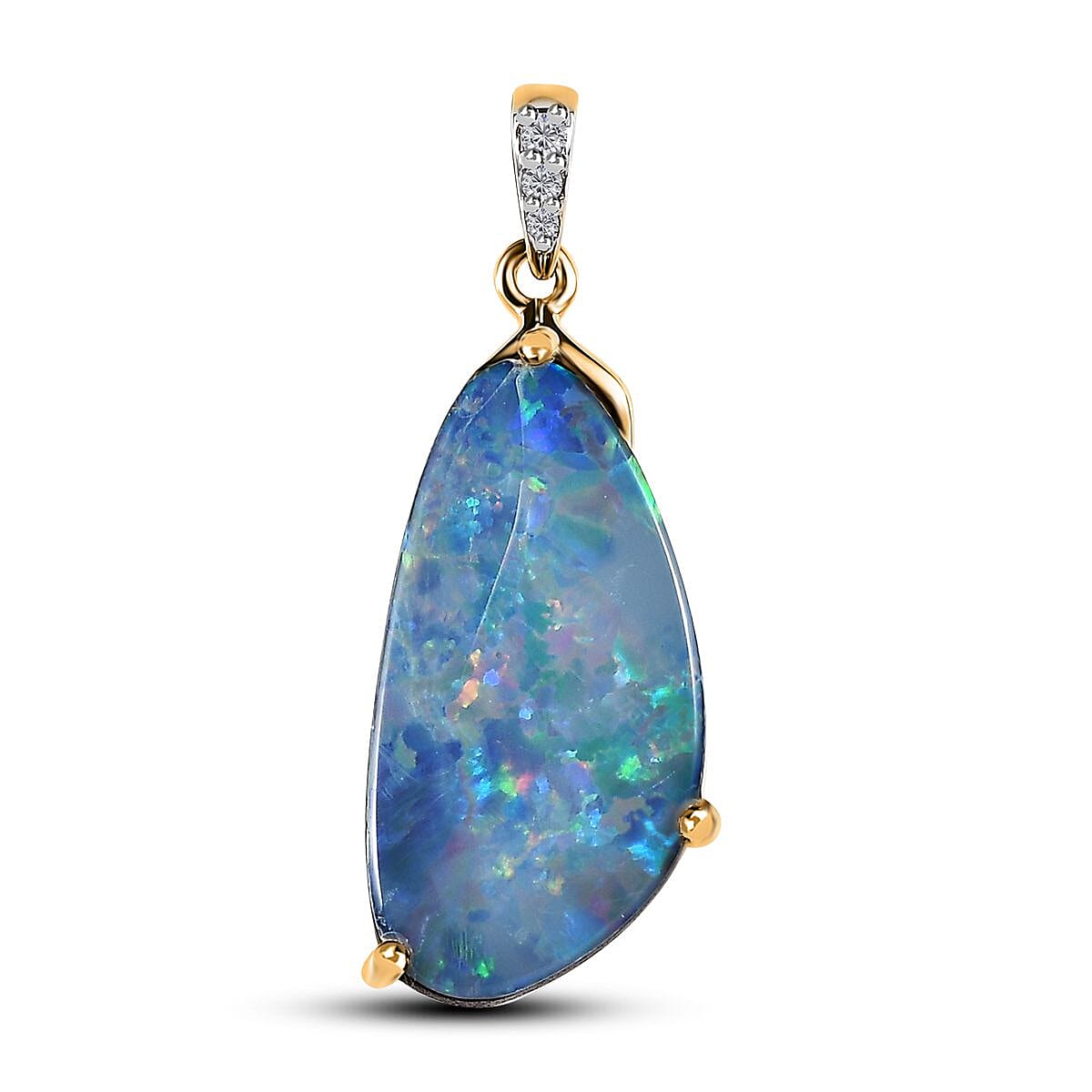 Luxoro AAA Boulder Opal Doublet Pendant in 14K Yellow Gold With Diamond, Opal Jewelry, Birthday Gifts For Her 4.50 ctw