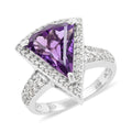 Premium African Amethyst and White Zircon Ring in Platinum Over Sterling Silver (Size 10.0) 6.35 ctw - Sticky add to cart bar
