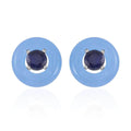 Blue Jade (D) and Masoala Sapphire Jacket Stud Earrings in Rhodium Over Sterling Silver 18.40 ctw - Sticky add to cart bar