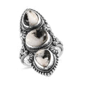 Artisan Crafted White Buffalo 3 Stone Ring in Sterling Silver (Del. in 5-7 Days) 6.00 ctw - Sticky add to cart bar