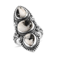 Artisan Crafted White Buffalo 3 Stone Ring in Sterling Silver (Del. in 5-7 Days) 6.00 ctw