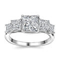 Moissanite 5 Stone Ring in Platinum Over Sterling Silver (Size 6) 2.20 ctw - Sticky add to cart bar
