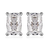Moissanite (Cush 6x4mm) Solitaire Stud Earrings in Platinum Over Sterling Silver 1.10 ctw