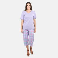 Cozee Corner Lilac Plaid Pajama Set - M