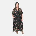 Anthony Richards Black Multi Floral Zip Front House Dress - One Size Fits up to XXL - Sticky add to cart bar