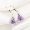 Premium African Amethyst, White Zircon Lever Back Earrings in Platinum Over Sterling Silver 4.50 ctw - Sticky add to cart bar