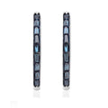 Blue Diamond Hoop Earrings in Platinum Over Sterling Silver 0.50 ctw - Sticky add to cart bar