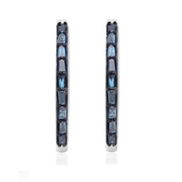 Blue Diamond Hoop Earrings in Platinum Over Sterling Silver 0.50 ctw