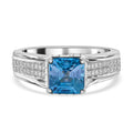 Doorbuster Premium Blue Zircon, White Zircon Ring in Platinum Over Sterling Silver (Size 10.0) 2.85 ctw - Sticky add to cart bar