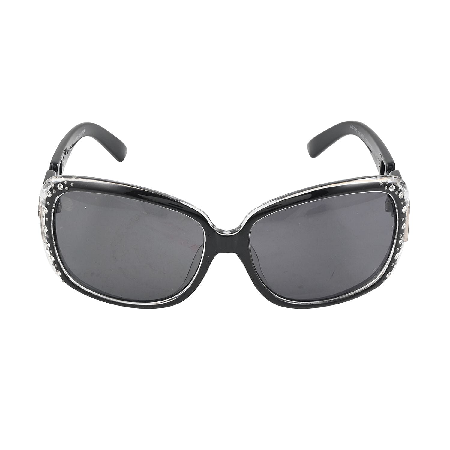 SolarX Women's Fashion Linked Sunglasses with Rhinestones -White