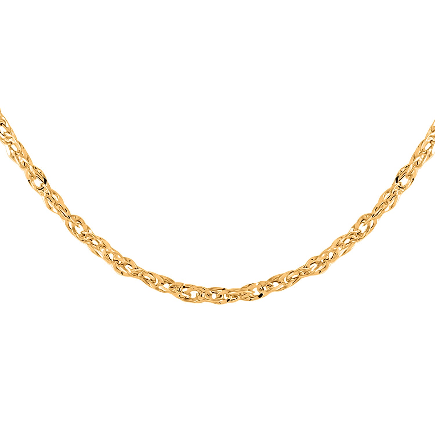 Gold Singapore Chain Necklace, Italian 18K Yellow Gold Necklace, Gold Singapore Necklace, 18 Inch Necklace 1.40 Grams