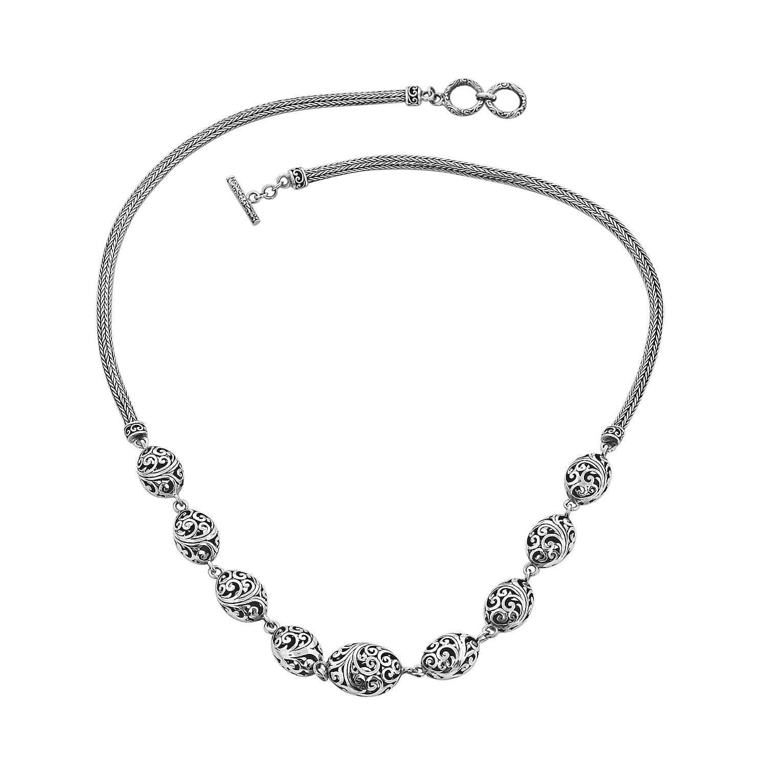 TLV Bali Legacy Sterling Silver Oval Necklace (20 Inches) (44.75 g)