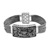 One Time Only Bali Legacy Sterling Silver Dragon with Dragonfly Bracelet (6.50 In) (61.50 g)