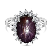 Star Ruby and White Zircon Ring in Platinum Over Sterling Silver (Size 10.0) 14.14 ctw