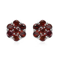 Orissa Rhodolite Garnet Floral Stud Earrings in Platinum Over Sterling Silver 1.25 ctw - Sticky add to cart bar