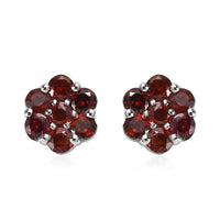Orissa Rhodolite Garnet Floral Stud Earrings in Platinum Over Sterling Silver 1.25 ctw