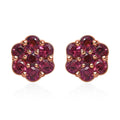 Orissa Rhodolite Garnet Floral Stud Earrings in Vermeil Rose Gold Over Sterling Silver 1.25 ctw - Sticky add to cart bar