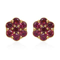 Orissa Rhodolite Garnet Floral Stud Earrings in Vermeil Yellow Gold Over Sterling Silver 1.25 ctw - Sticky add to cart bar