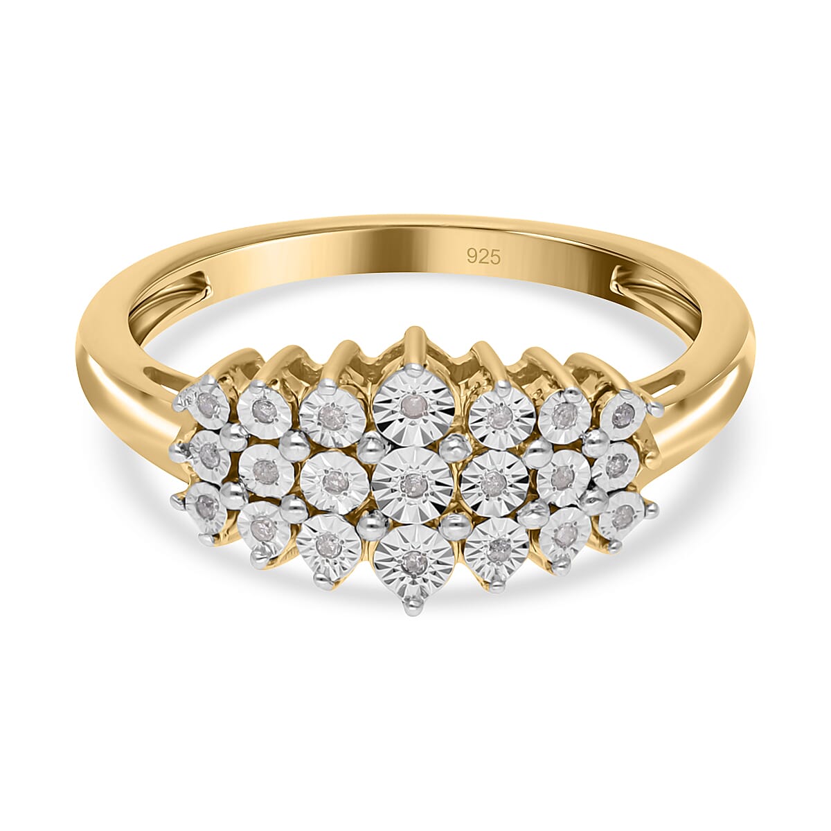 Diamond Ring in Vermeil YG Over Sterling Silver (Size 9.0) 0.10 ctw
