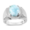 Larimar Men's Ring in Stainless Steel 5.30 ctw - Sticky add to cart bar