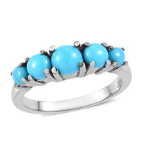 Sleeping Beauty Turquoise 5 Stone Ring in Stainless Steel 1.10 ctw