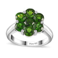 Chrome Diopside Floral Ring in Platinum Over Sterling Silver (Size 6.0) 3.10 ctw - Sticky add to cart bar