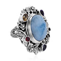 Bali Legacy Larimar and Multi Gemstone Ring in Sterling Silver (Size 8.0) 14.00 ctw - Sticky add to cart bar