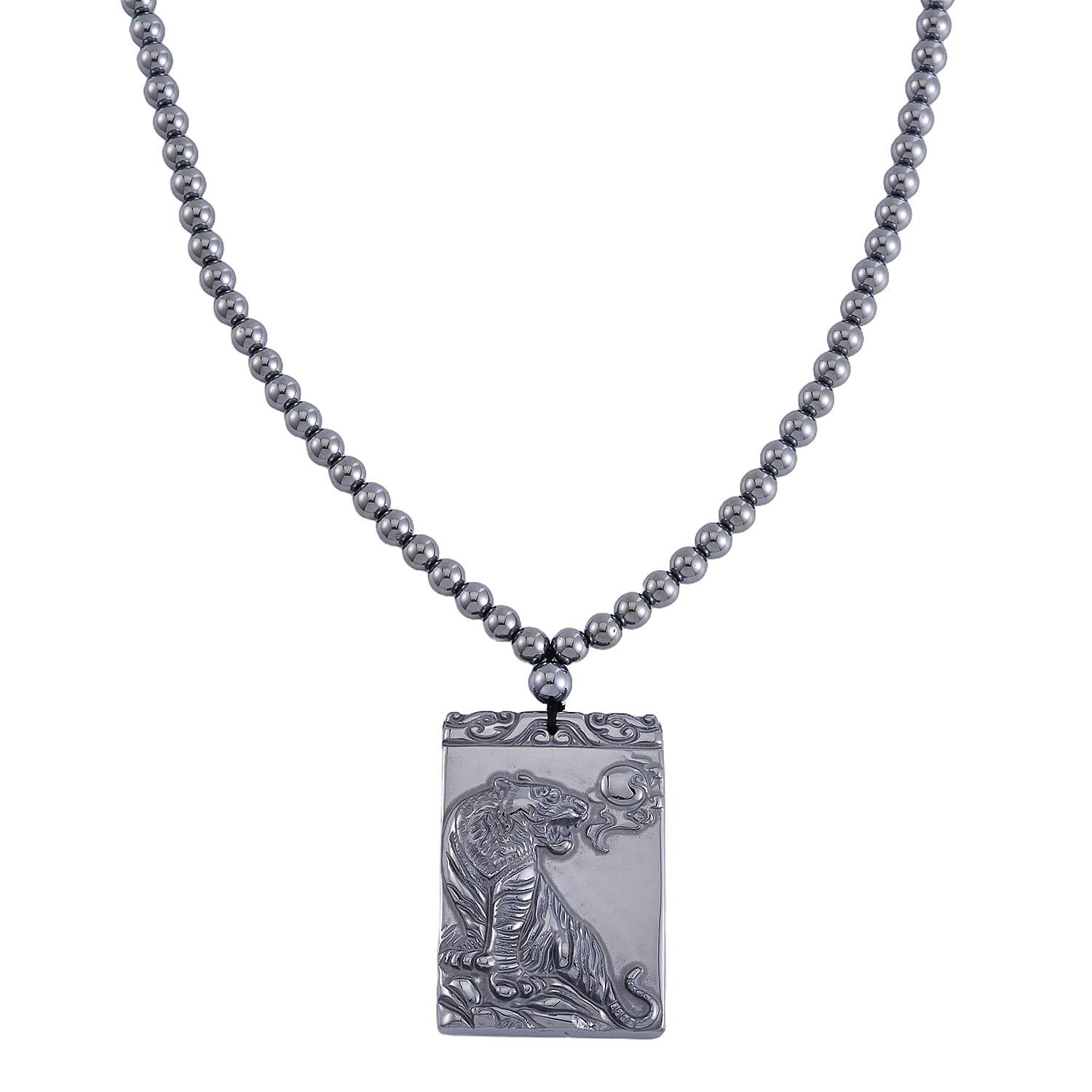 Terahertz Qilin Pendant with Beaded Necklace 20 Inches in Rhodium Over Sterling Silver 327.60 ctw