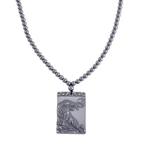 Terahertz Qilin Pendant with Beaded Necklace 20 Inches in Rhodium Over Sterling Silver 327.60 ctw